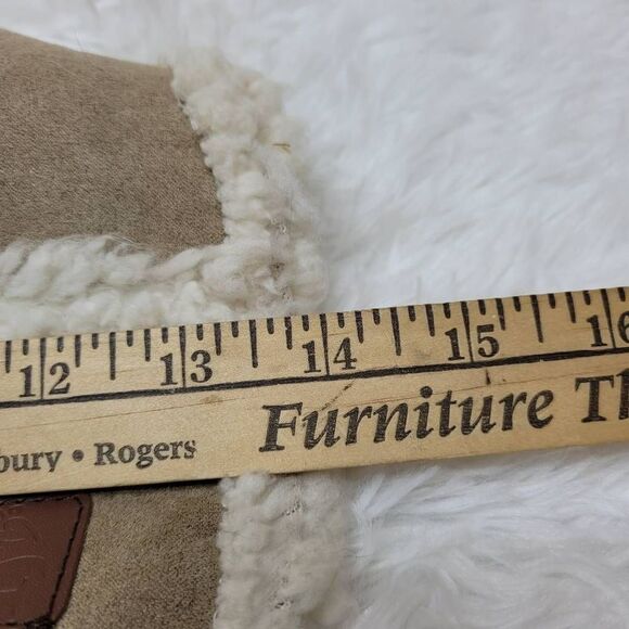 Friends Forever Faux Tan Suede & Cream Sheerling Dog Jacket- Size M - Picture 5 of 8